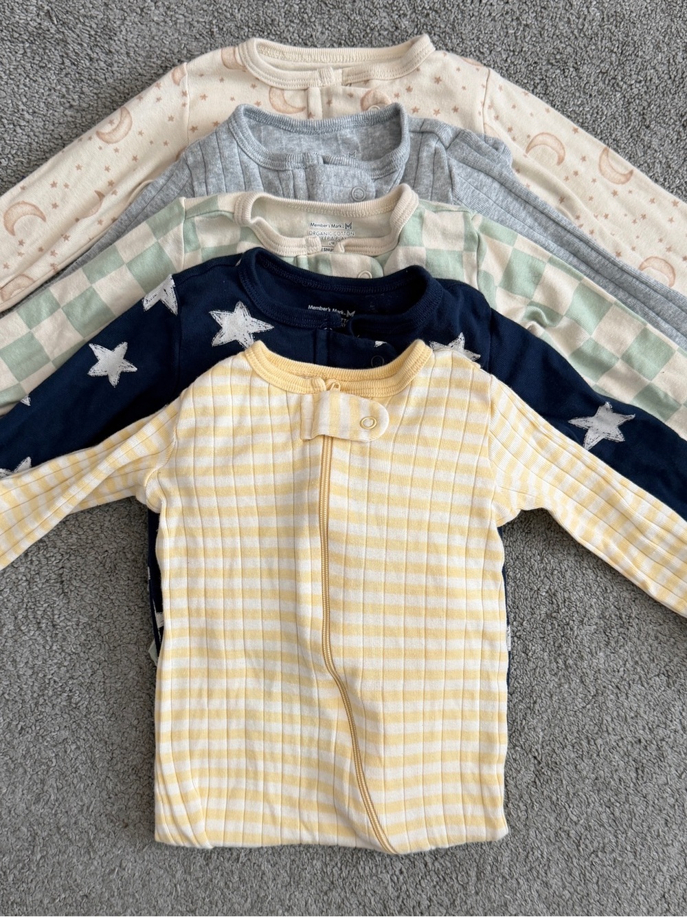 Yellow & White Striped Ribbed Footie One-Piece by Wonder Nation